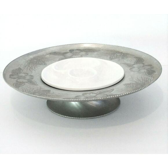 Wilson Specialties Wrought Aluminum LAZY SUSAN Turntable Cake Stand + PLATE USA - Picture 9 of 9